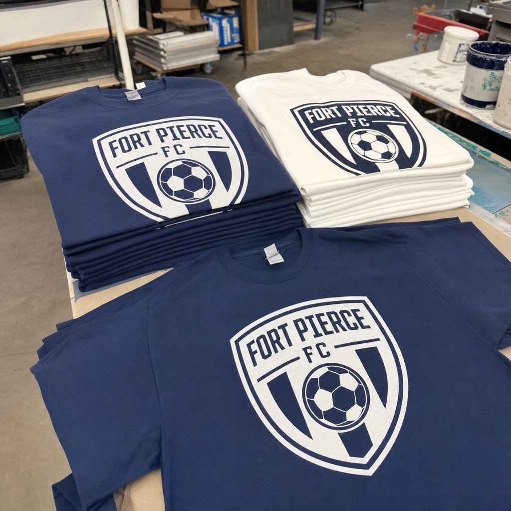 Custom Fort Pierce FC team t-shirts ready for pickup